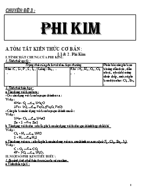 Hóa học - Chuyên đề 3 Phi kim